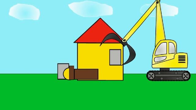 Мультик про экскаватор - погрузчик. Строим дом. Учим геометрические фигуры