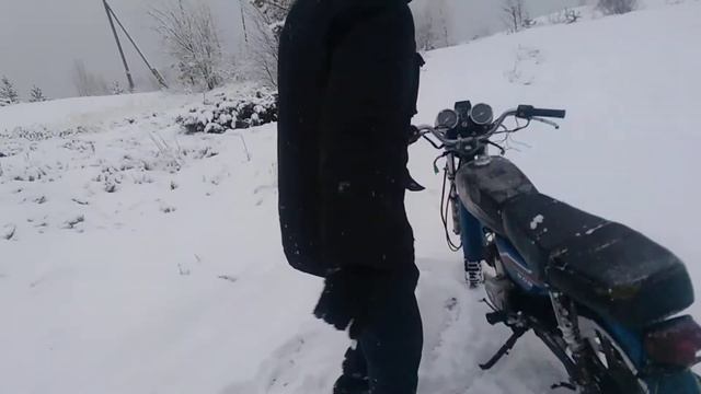 Покатушка зимой на мопеде альфа+ сани. смотреть онлайн