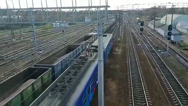 Электропоезд ЭП2Д РЭКС-экспресс убывает со станции Куровская смотреть онлайн