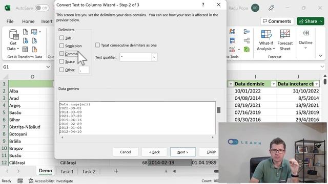 Corecteaza date in Excel - Text to Columns смотреть онлайн