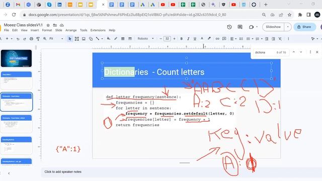 OOP Python video tutorial Class 6 (Part 1 - Dict Count letters + neuroscience advice) - Python tuto смотреть онлайн