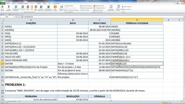 Excel Português 6 - Funções de Data смотреть онлайн