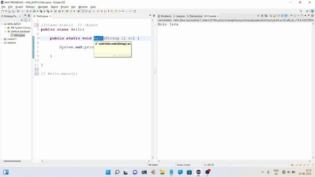 Video -02 Hello JAVA program | JAVA basic program | public static void main#java #javaprogramming смотреть онлайн
