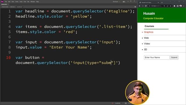 DOM | querySelector and querySelectorAll Methode in JavaScript Part-3 in हिंदी /اردو Class-41 смотреть онлайн