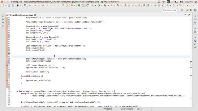 How to insert documents in mongodb java | MongoDB Java | InsertManyOptions | Part -2 смотреть онлайн