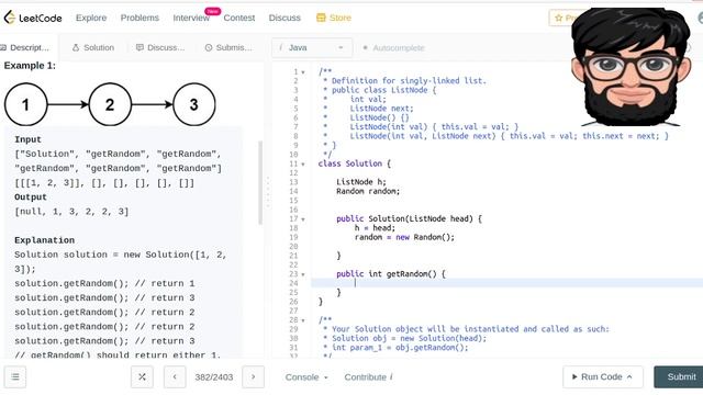 Leetcode Question 382 "Linked List Random Node" in Java смотреть онлайн