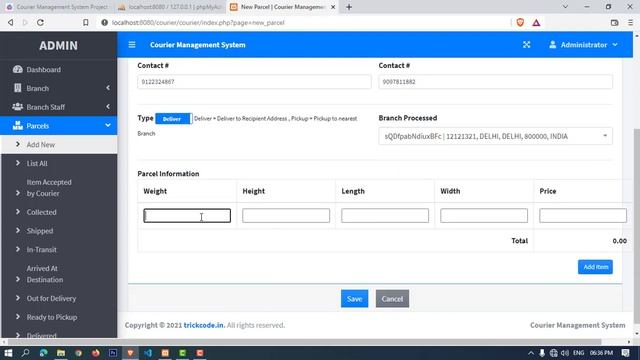 Courier Management System Project in PHP with source code смотреть онлайн