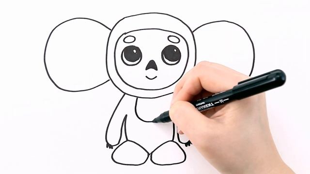 How to draw a Cheburashka // Simple drawing for kids with White page смотреть онлайн