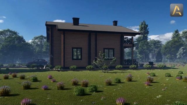 Красивый дом в скандинавском стиле. Проект дома с сауной, террасой, балконом и гаражом смотреть онлайн