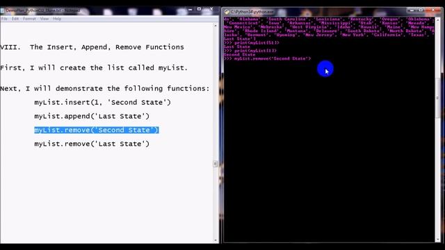 Using Python Functions (insert, append, remove) for List Data Structures смотреть онлайн
