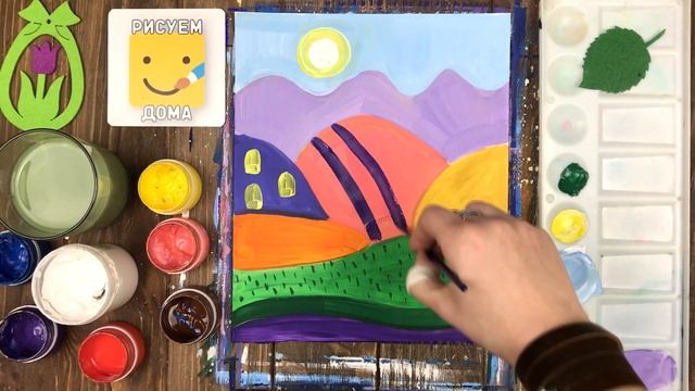 Рисунок на тему ОСЕНЬ/ Рисуем осенний пейзаж ПРОСТО/ Урок рисования красками/ Рисуем дома смотреть онлайн