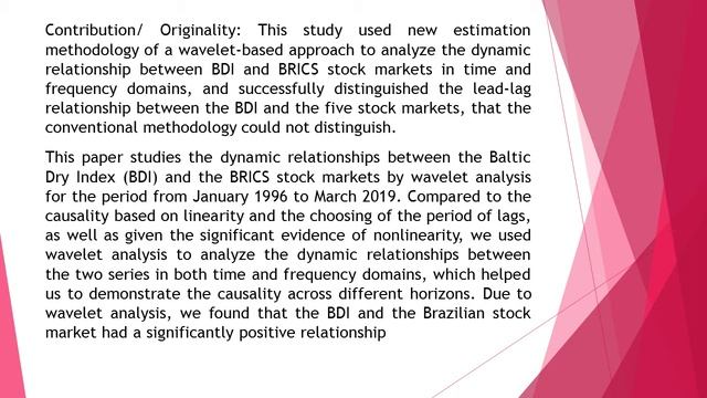 The Dynamic Relationships between the Baltic Dry Index and the BRICS Stock Markets A Wavelet Analys смотреть онлайн