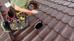 Монтаж вентиляции Vilpe на металлочерепицу - Часть 1 - фановая труба