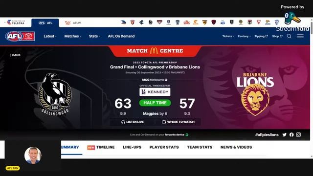 COLLINGWOOD V BRISBANE 2023 AFL GRAND FINAL смотреть онлайн