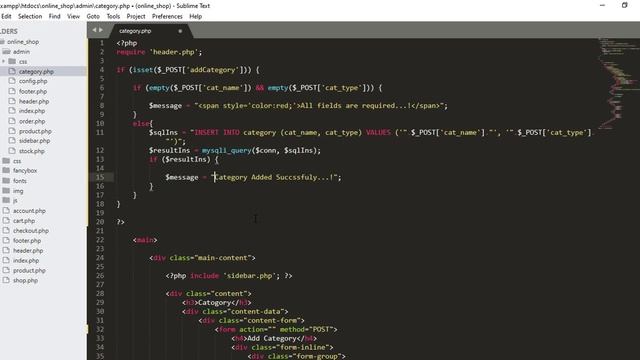 Add and Display Category || Create an Ecommerce Website using PHP MYSQL and AJAX смотреть онлайн