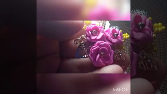 Брошь ручной работы из бисера и полимерной глины ❤️ Цветы ❤️ смотреть онлайн