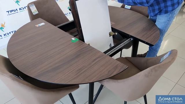 Обеденный раздвижной стол "Круглый HPL" и стулья "Монти-Лофт" смотреть онлайн