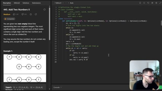 Mastering Stacks with LeetCode POTD 445: Add Two Numbers II | Hands-On Coding in Python смотреть онлайн