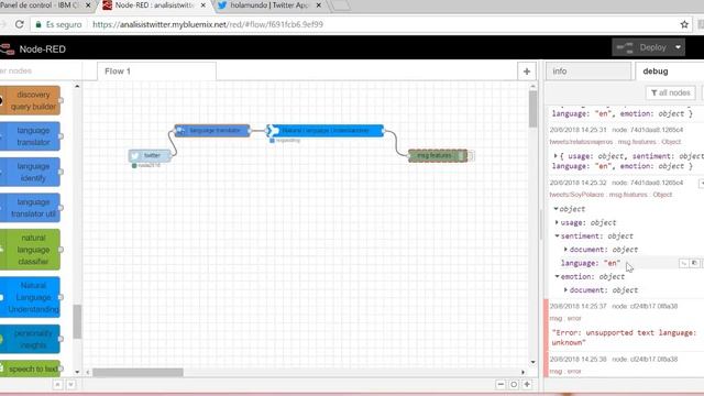 Node.js + Node-RED un tutorial básico de análisis de tweets en IBM Cloud смотреть онлайн