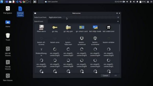 Create Launcher or Shortcuts in kali linux for any application