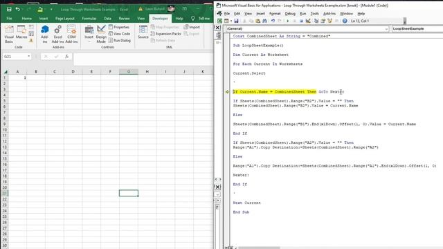 Microsoft Excel VBA | How to Loop Through All Worksheets in A Workbook W/ Example смотреть онлайн