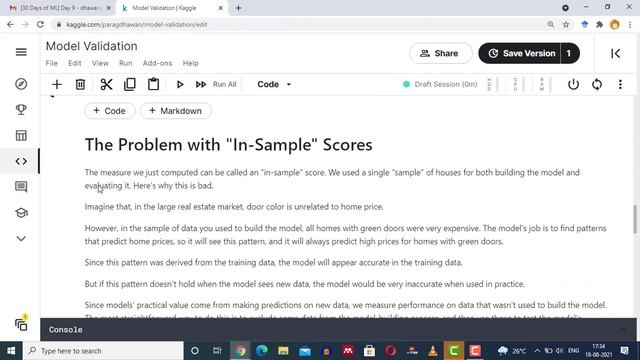 Kaggle 30 Days of Machine Learning Day 9 Part 3 Tutorial on Model Validation смотреть онлайн