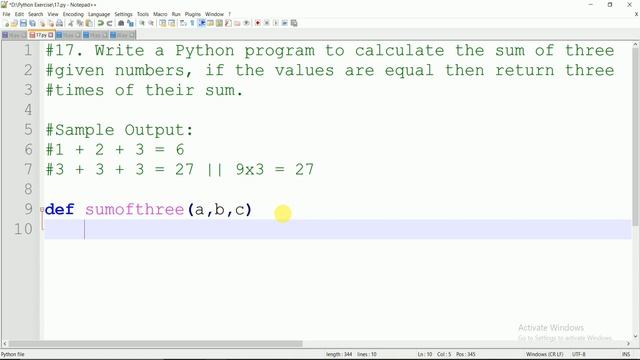 #17 WAP to Find the sum of 3 numbers and multiply 3 times when numbers is same in Python | CwP смотреть онлайн