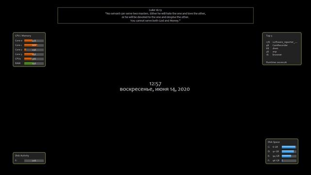 Заставка с часами и системными параметрами смотреть онлайн