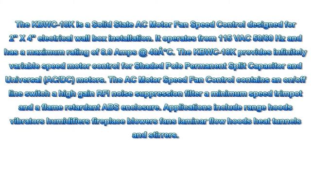KBWC-18K (H9011) Wall Mount AC Fan Motor Control смотреть онлайн
