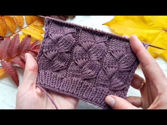 Потрясающий узор спицами! Коса с вытянутыми петлями! смотреть онлайн