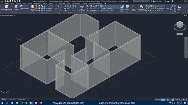 ? EXTRUIR MUROS y PUERTAS de un PLANO 2D en AUTOCAD 2021 -Espacio de Trabajo- Editar Sólidos-clase9 смотреть онлайн