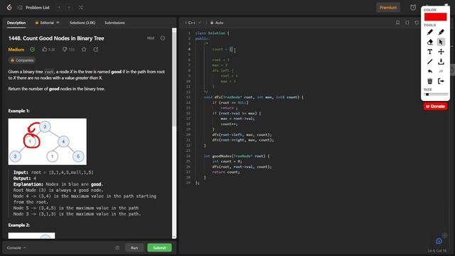 Count Good Nodes in Binary Tree - LeetCode #1448 - C++ смотреть онлайн