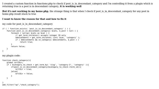 Wordpress: Post is in descendant category not working in home.php смотреть онлайн