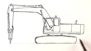 Как нарисовать Экскаватор с отбойным молотком