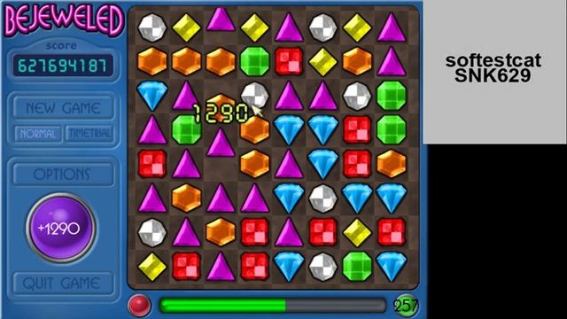 Bejeweled Deluxe: Normal Level 257 (HEX-edited save file) смотреть онлайн