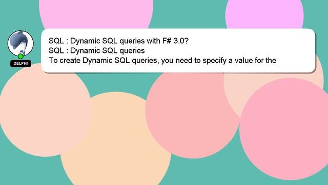 SQL : Dynamic SQL queries with F# 3.0? смотреть онлайн