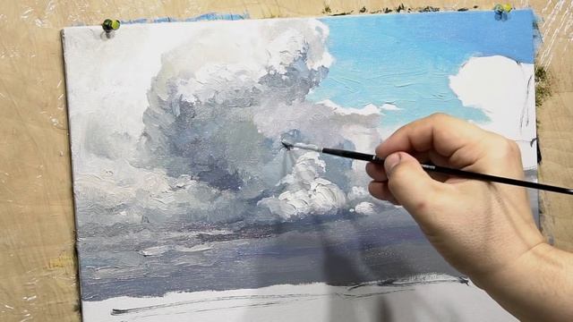 Живопись маслом: передаю объём облака | Oil painting: transmit cloud volume смотреть онлайн