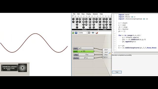 Sine wave lines using grasshopper Python смотреть онлайн