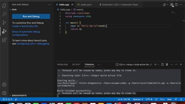 [Mac OS] How To Run C:C++ Project In Visual Studio Code