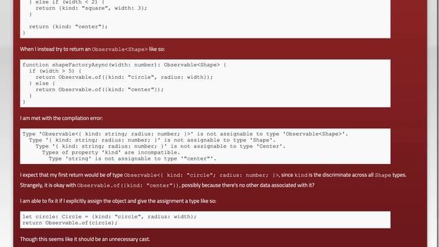 Typescript discriminated union types with Observable.of смотреть онлайн