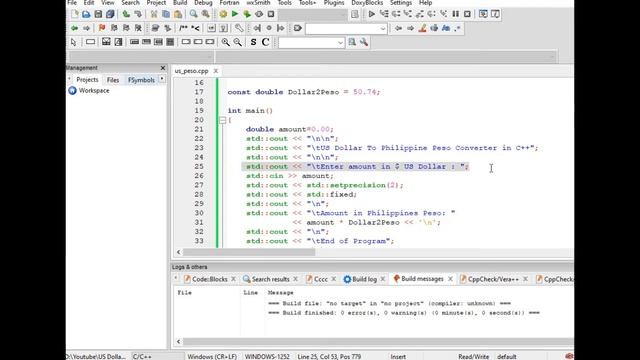 US Dollar To Philippine Peso Converter in C++ смотреть онлайн