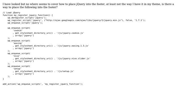 Wordpress: enqueue jQuery into the footer смотреть онлайн