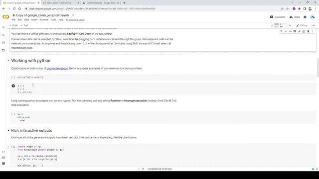 2. Google Colab: Basics! writing text, code and auto completion смотреть онлайн
