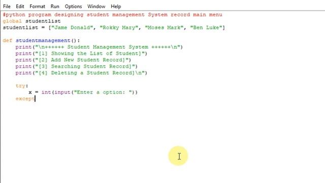 python program designing student management System record main menu смотреть онлайн