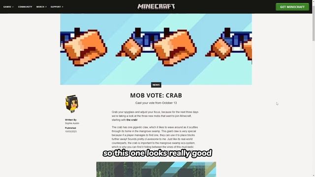 Minecraft Live's FIRST MOB VOTE MOB (the crab) смотреть онлайн