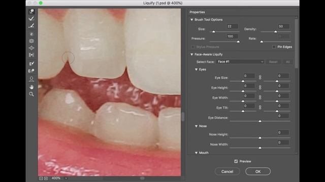 Меняем форму зубов в Photoshop с помощью фильтра Пластика смотреть онлайн