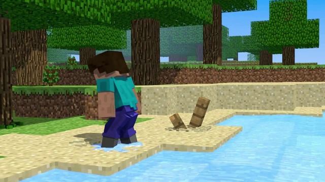 Мультик майнкрафт|Первый день приключений Стива в майнкрафт