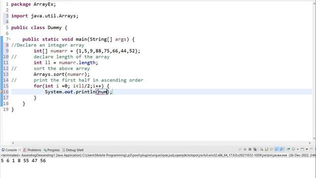 Sort first half ascending and second half descending using for Loop смотреть онлайн
