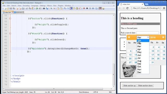 jQuery Tutorial for Beginners - 27 - Datepicker options смотреть онлайн