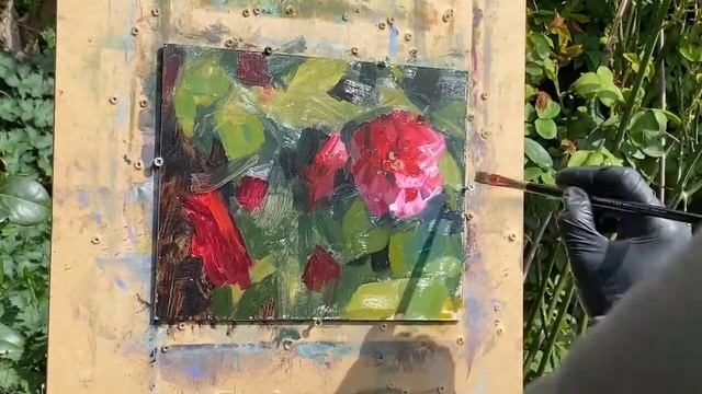 Camellia - alla prima oil painting- en plein air смотреть онлайн